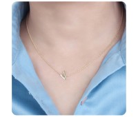 Silver Initial Letter Necklace V SPE-5562